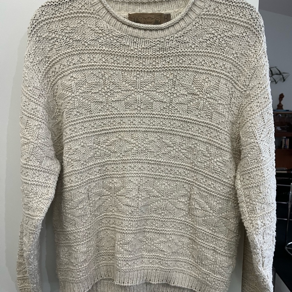 Vintage Shenandoah Cozy Cream cable Knit Sweater Nordic New England SM cotton